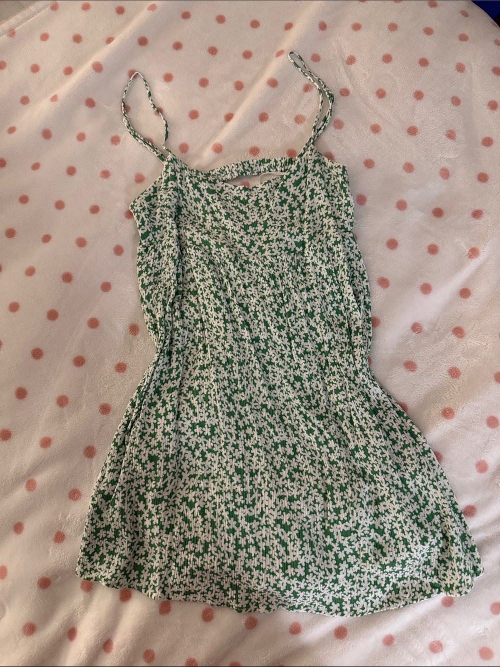 Garage Green & White Floral Mini Dress w/ Built-In Shorts - Size P/S